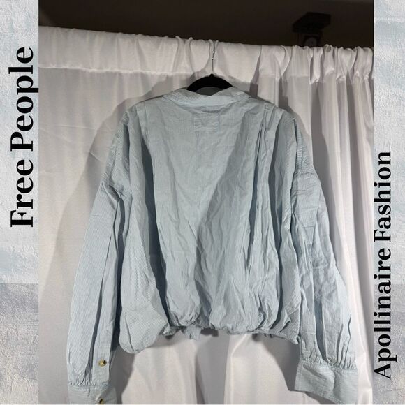 WE THE FREE NEWPORT STRIPPED BUBBLE SHIRT LARGE NEW BLUE WHITE - Picture 7 of 7